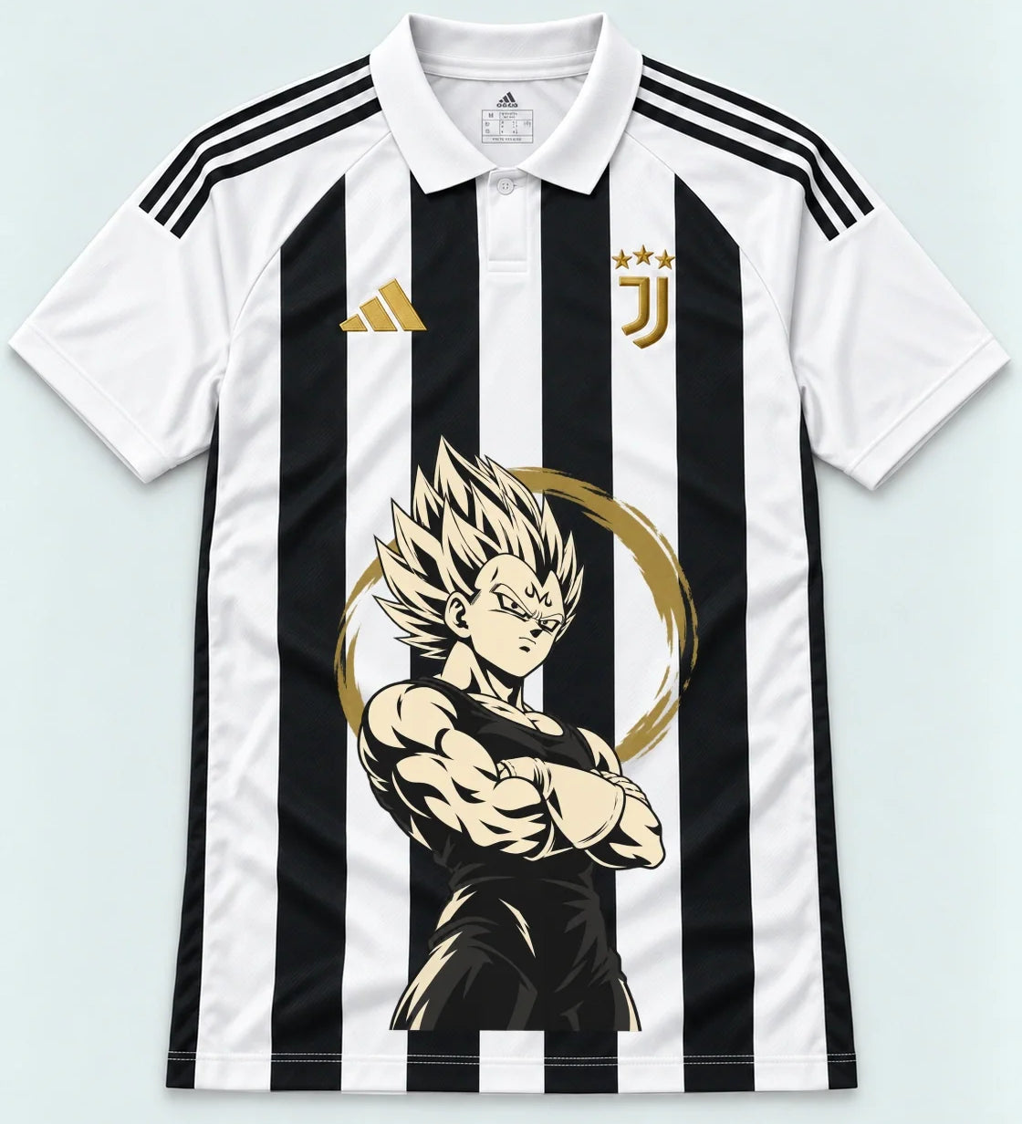 Juventus Striped Majin Vegeta Dragon Ball Jersey — Front