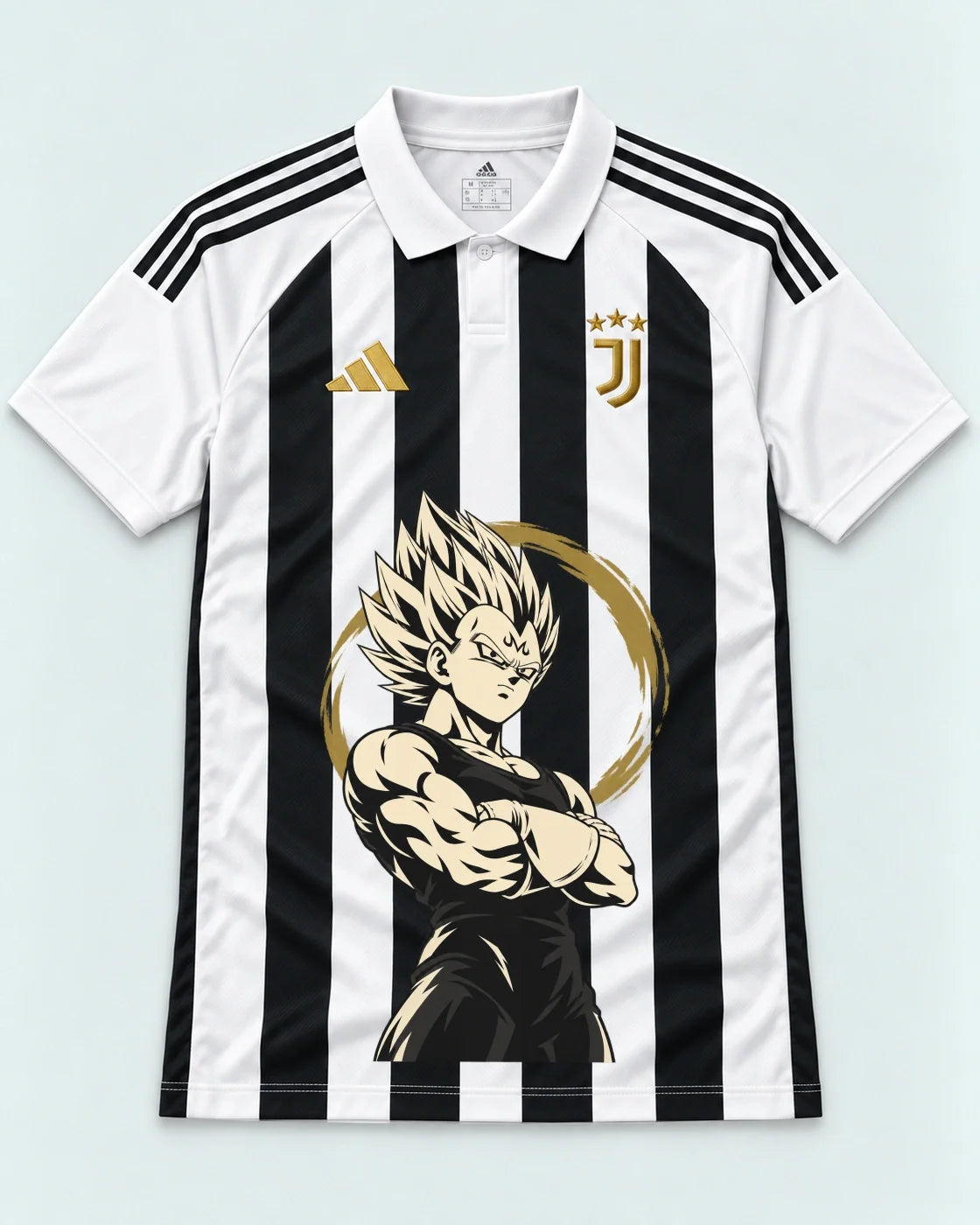 Juventus Striped Majin Vegeta Dragon Ball Jersey — Front