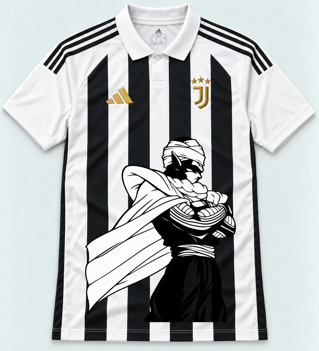 Juventus Striped Piccolo Cloak Dragon Ball Jersey — Front