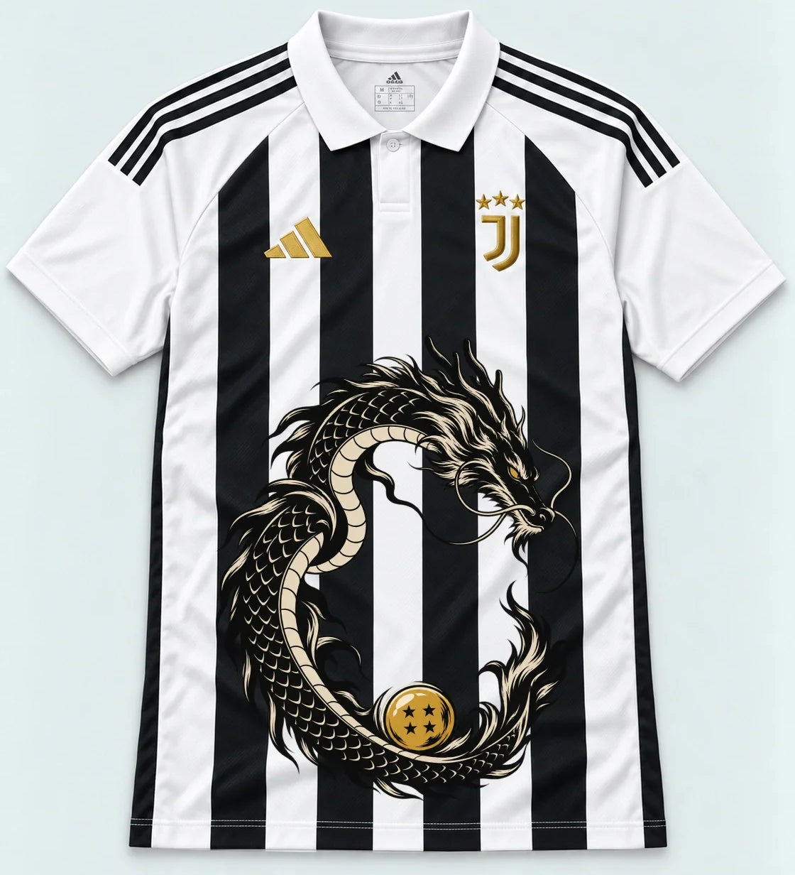 Juventus Striped Shenron Emblem Dragon Ball Jersey — Front