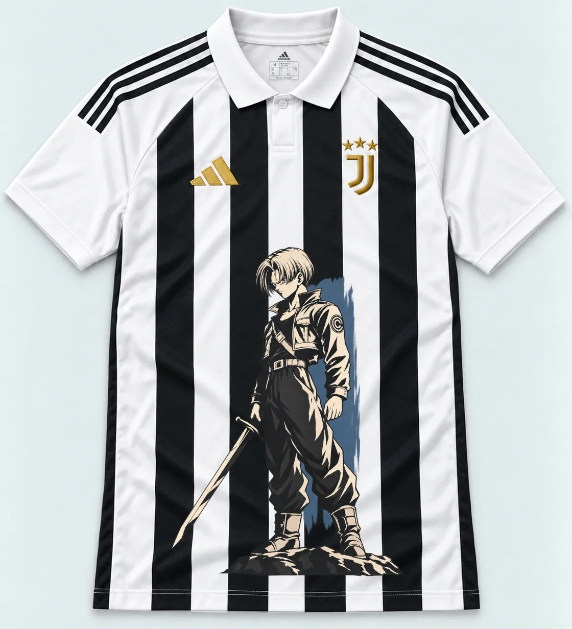 Juventus Striped Trunks Sword Dragon Ball Jersey — Front