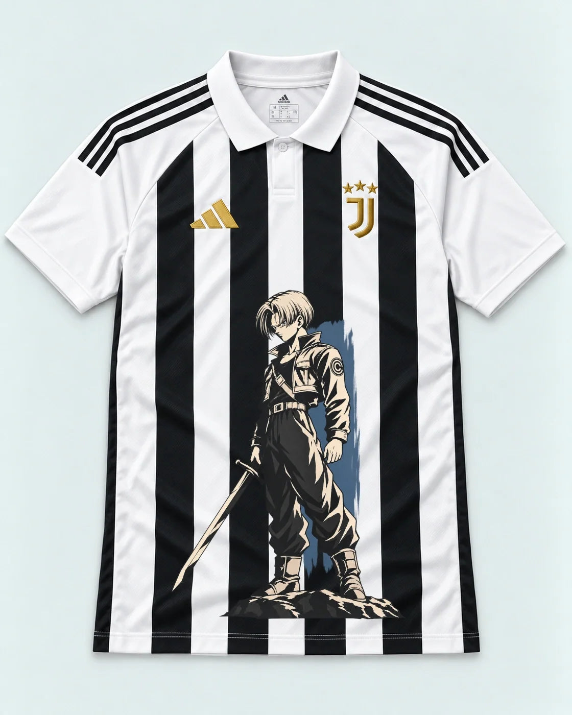 Juventus Striped Trunks Sword Dragon Ball Jersey — Front