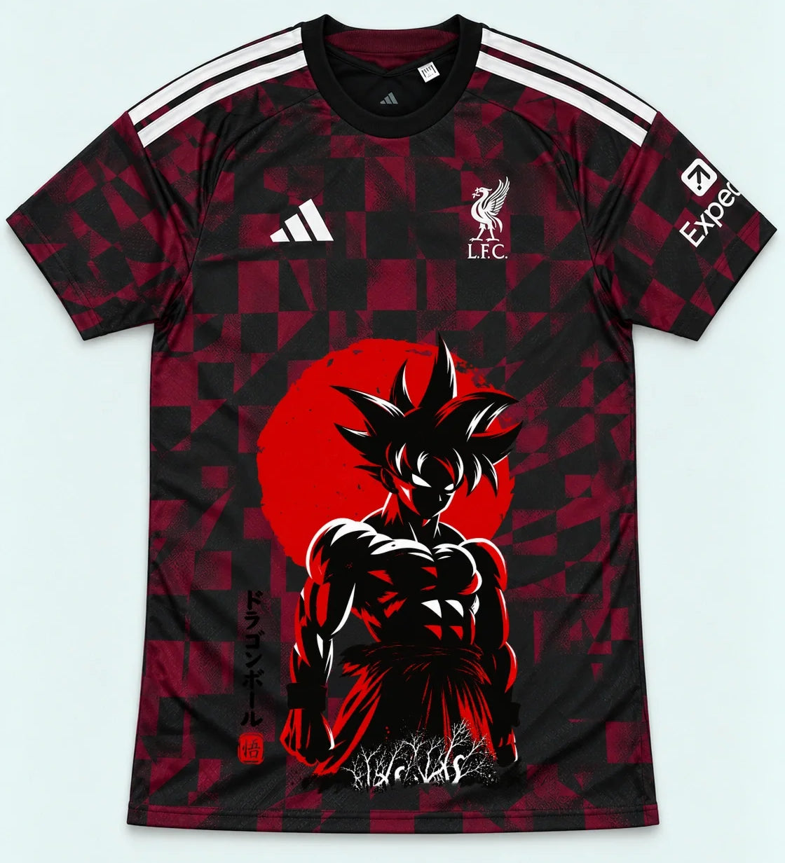Liverpool Dark Goku Rising Sun Dragon Ball Jersey — Front