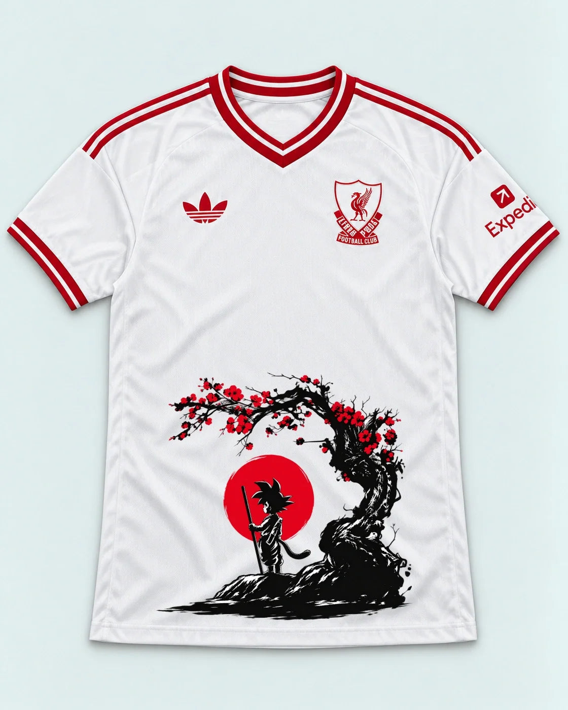 Liverpool White Goku Sakura Dragon Ball Jersey — Front