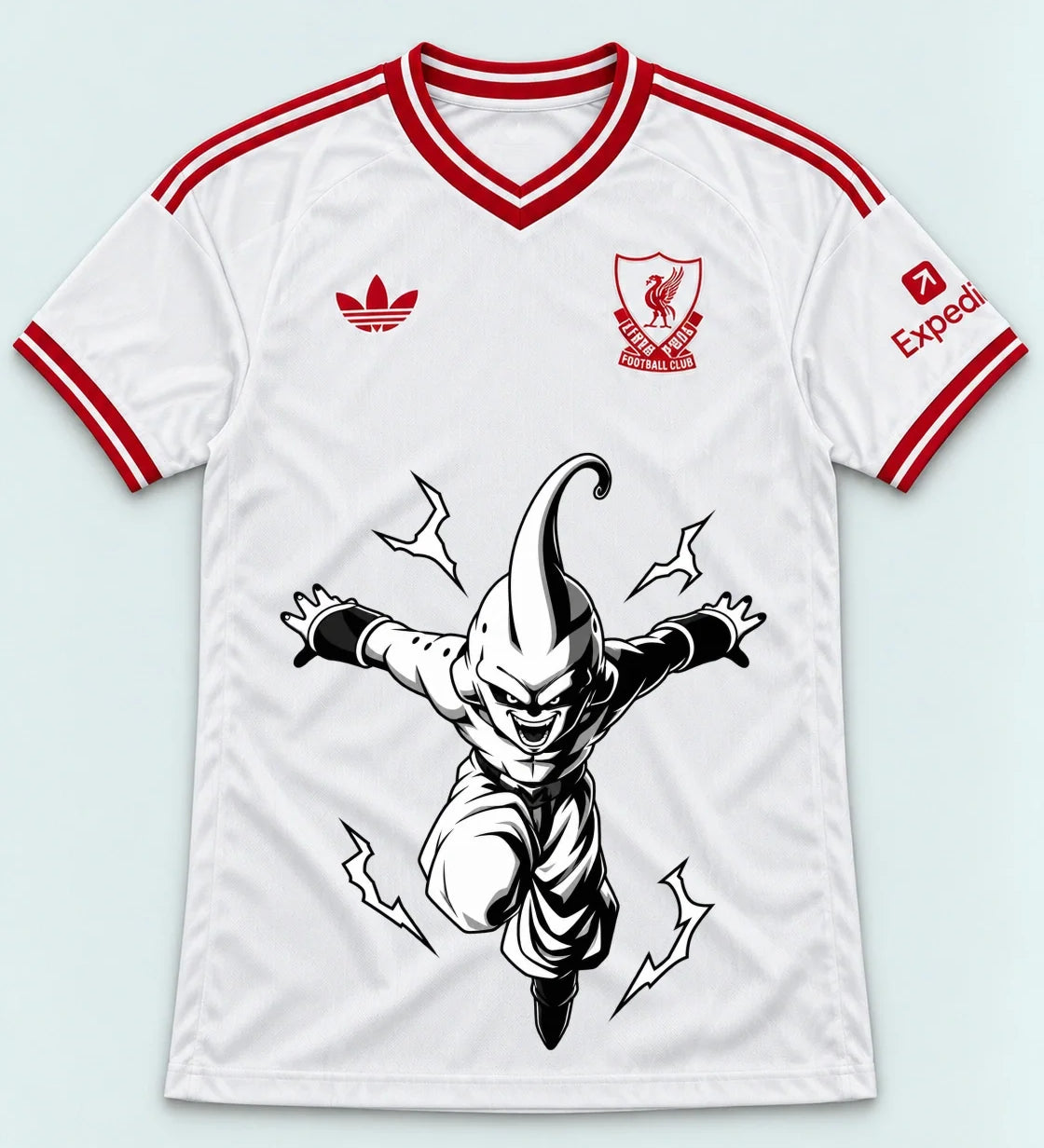 Liverpool White Kid Buu Dragon Ball Jersey — Front