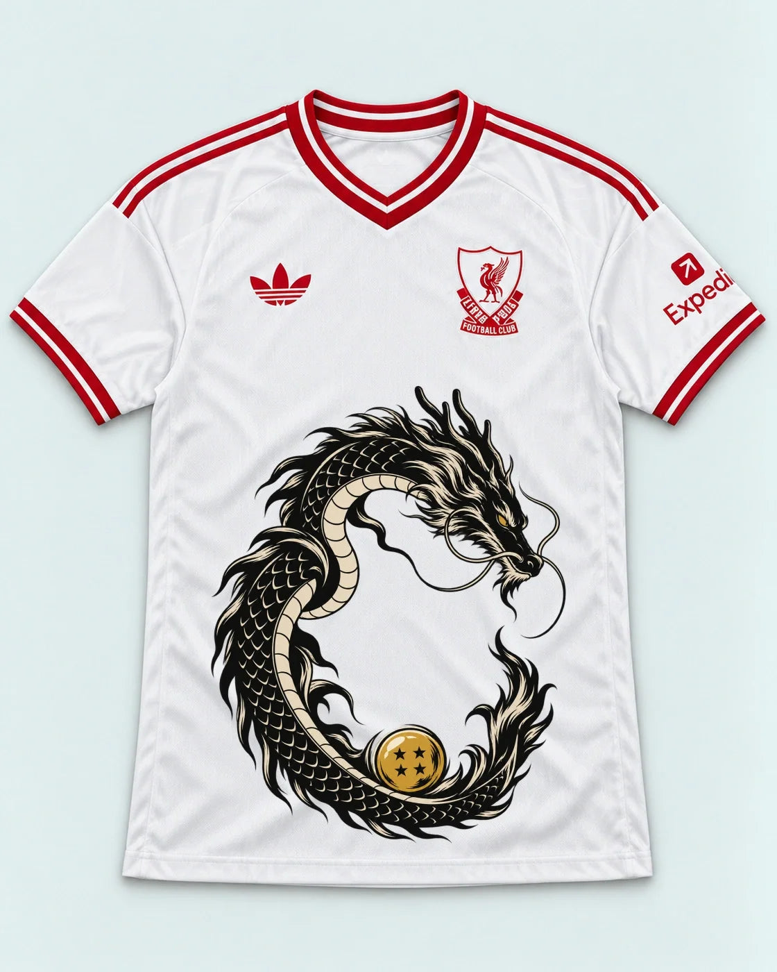 Liverpool White Shenron Emblem Dragon Ball Jersey — Front