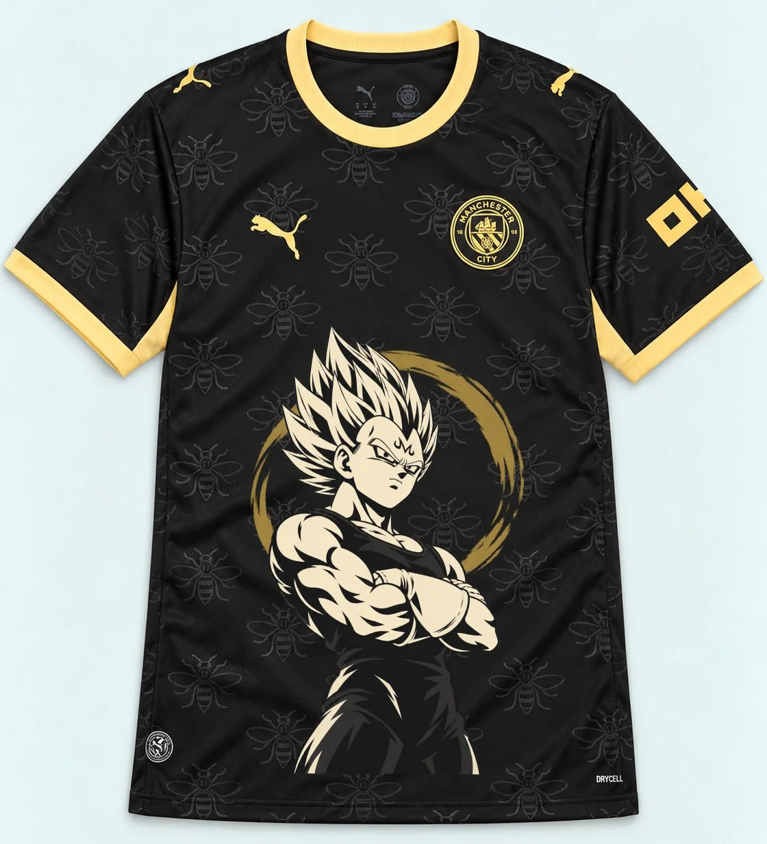 Manchester City Black Majin Vegeta Dragon Ball Jersey — Front