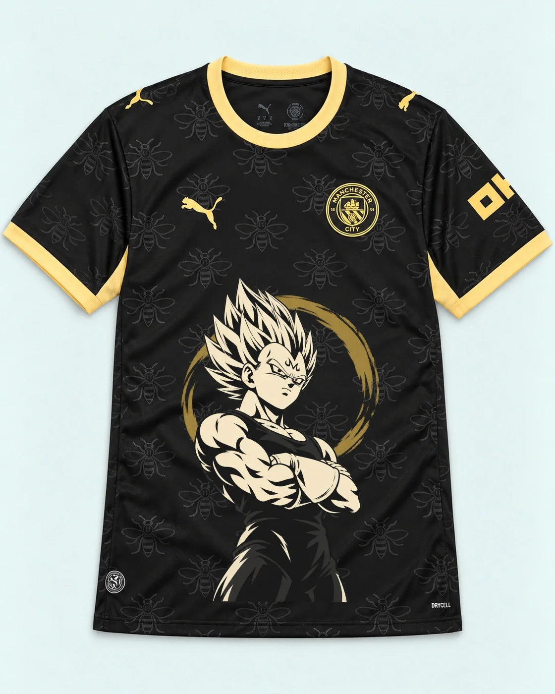 Manchester City Black Majin Vegeta Dragon Ball Jersey — Front