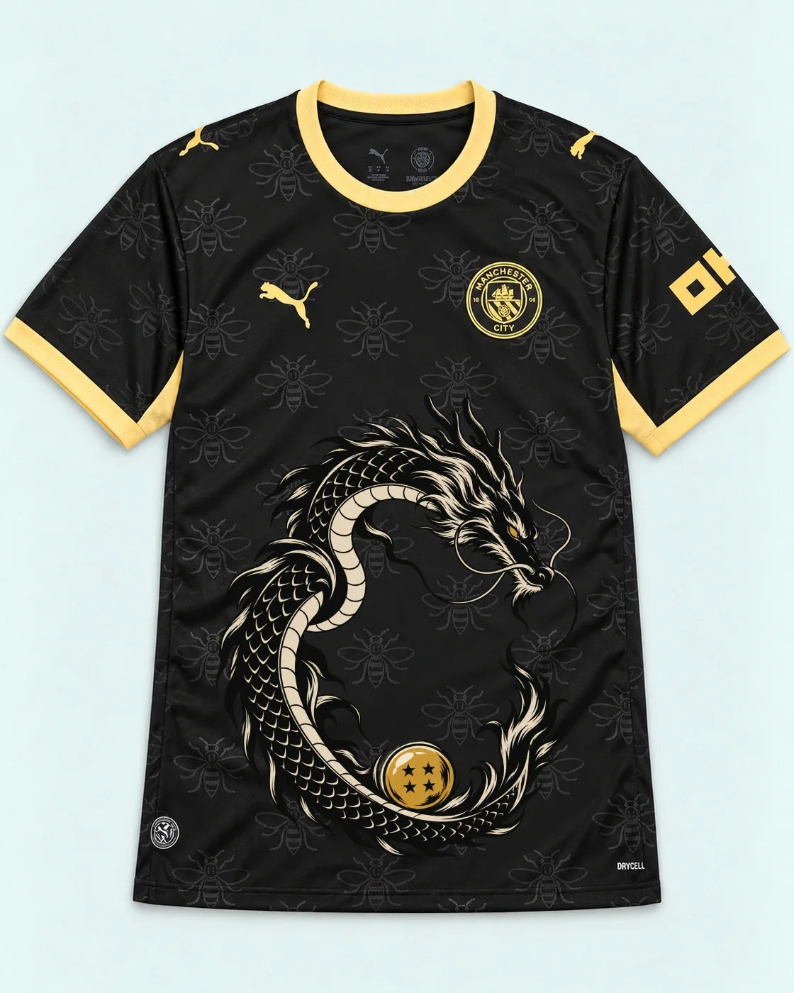 Manchester City Black Shenron Emblem Dragon Ball Jersey — Front