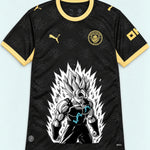 Manchester City Black Super Saiyan Aura Dragon Ball Jersey — Front