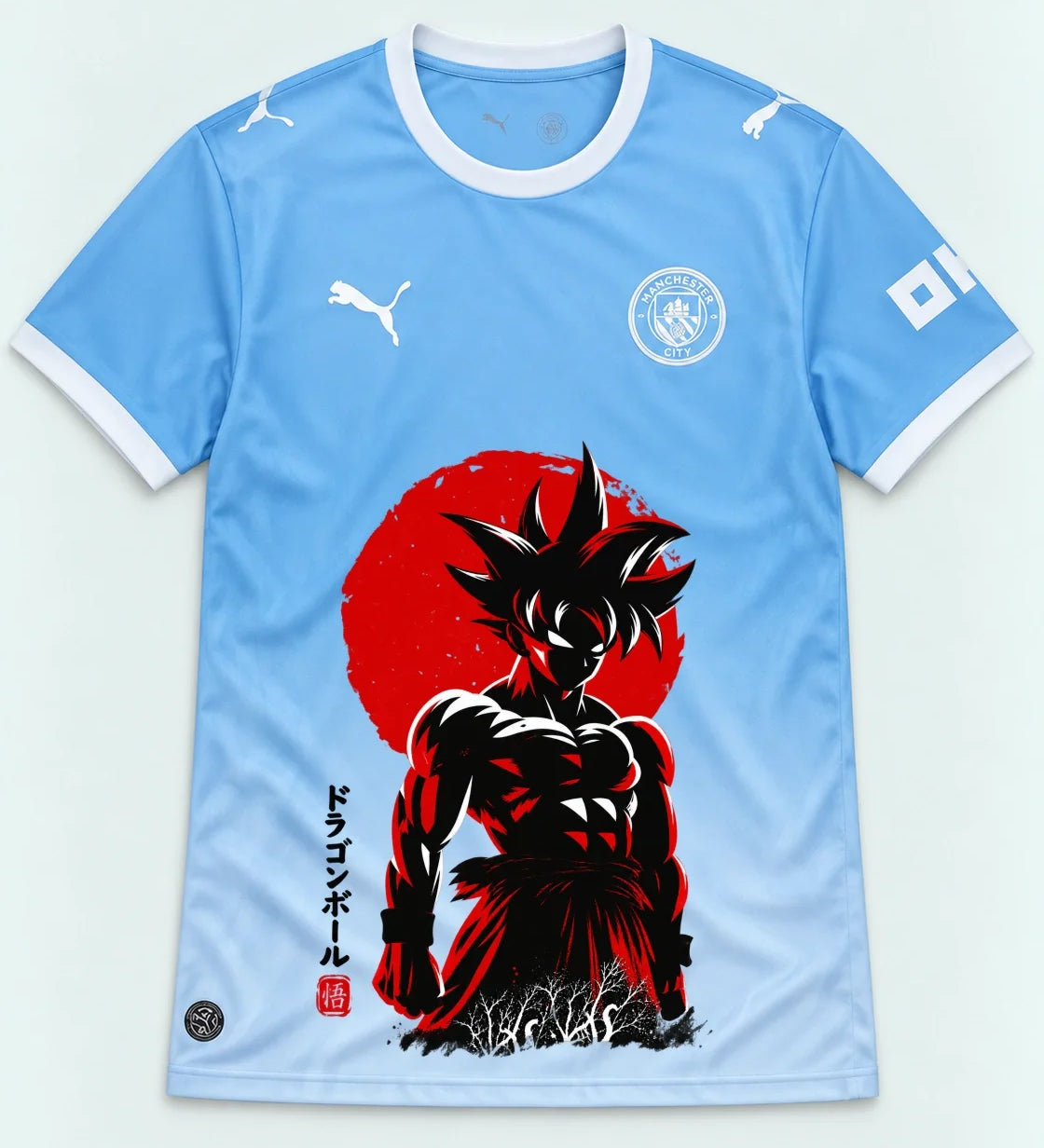Manchester City Sky Goku Rising Sun Dragon Ball Jersey — Front
