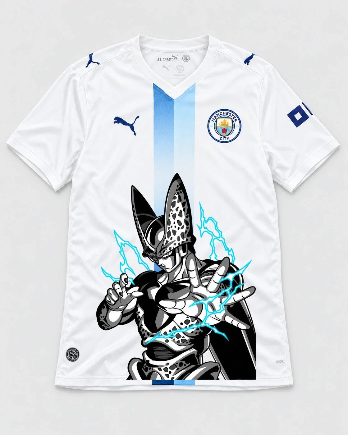 Manchester City White Cell Dragon Ball Jersey — Front