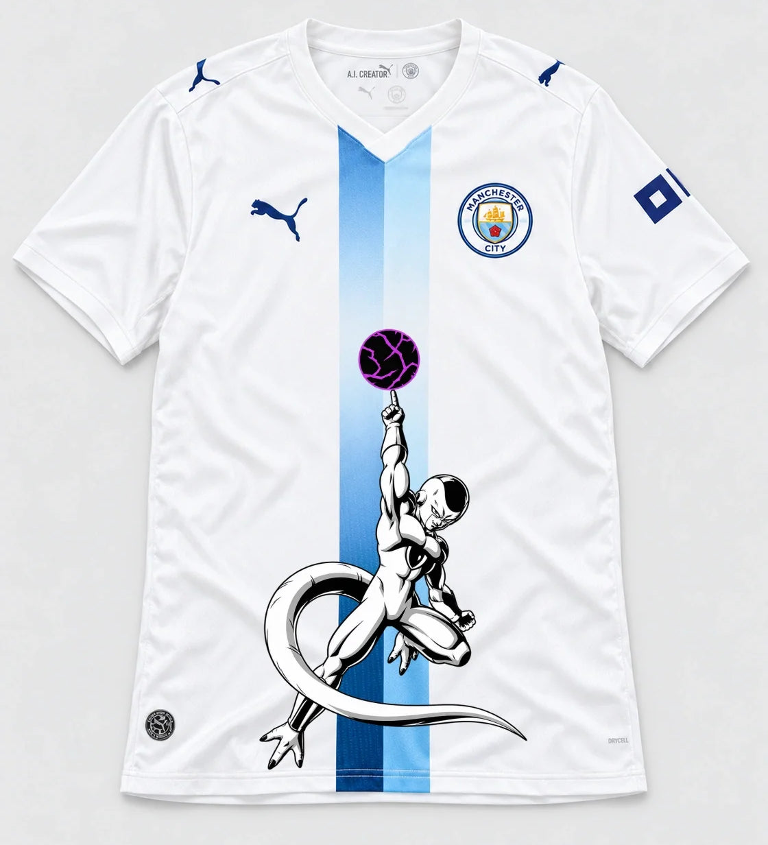 Manchester City White Frieza Death Ball Dragon Ball Jersey — Front