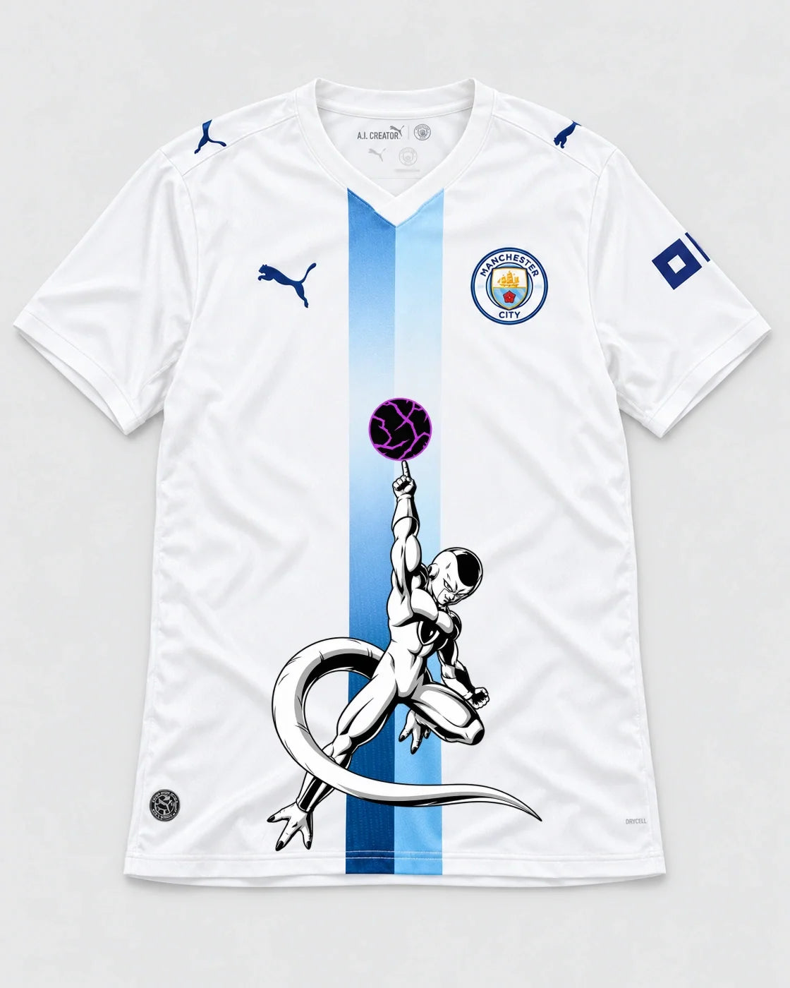 Manchester City White Frieza Death Ball Dragon Ball Jersey — Front