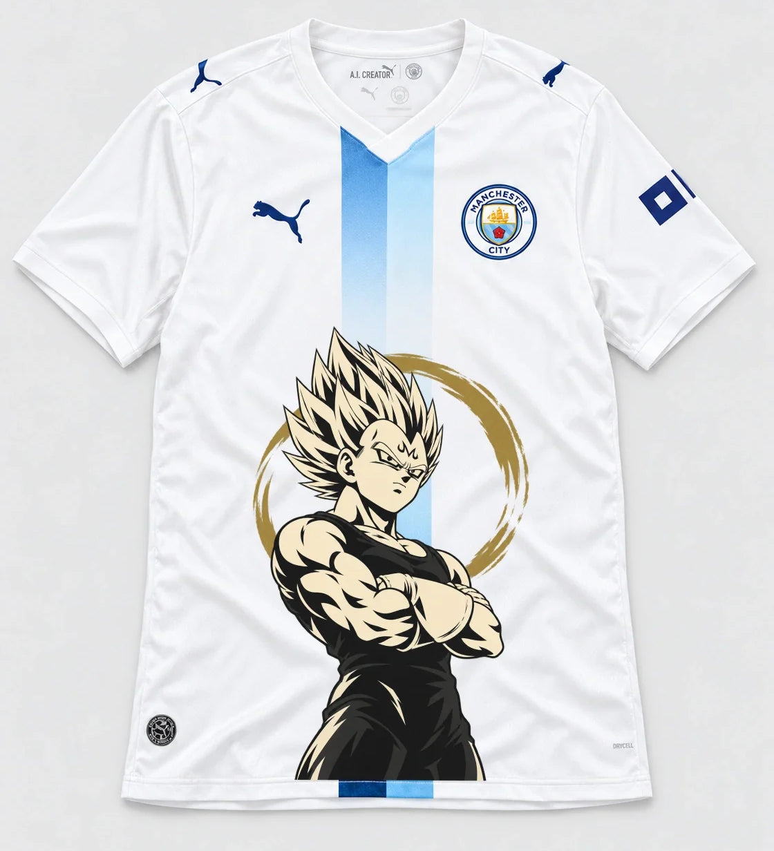 Manchester City White Majin Vegeta Dragon Ball Jersey — Front