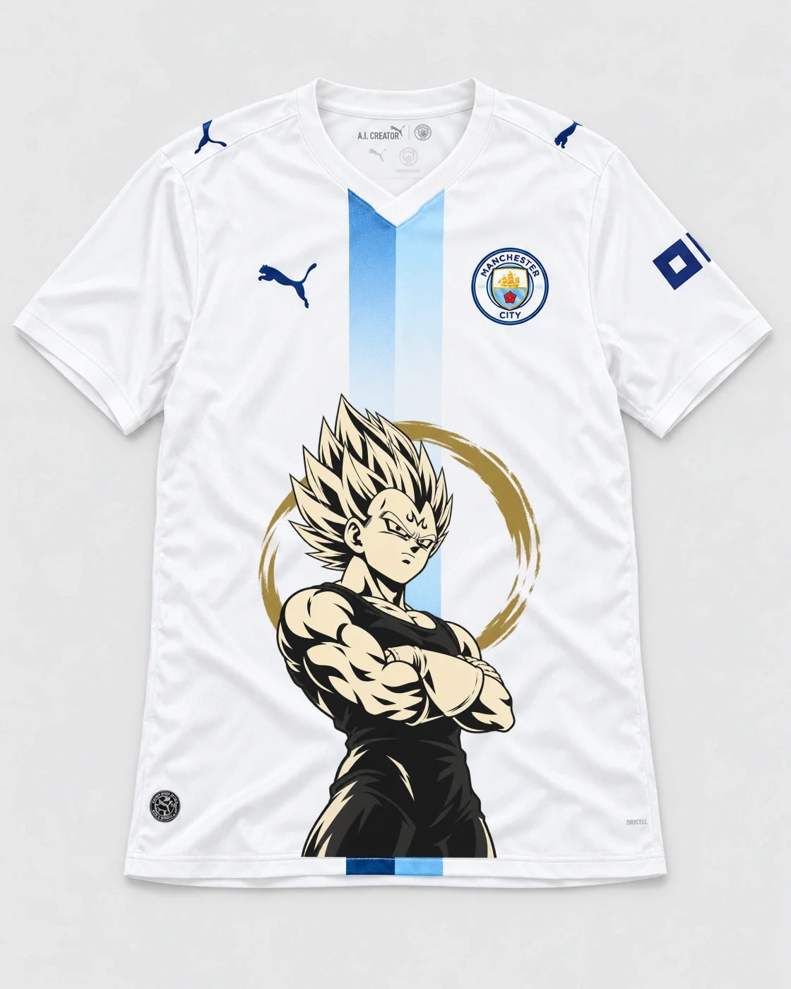 Manchester City White Majin Vegeta Dragon Ball Jersey — Front
