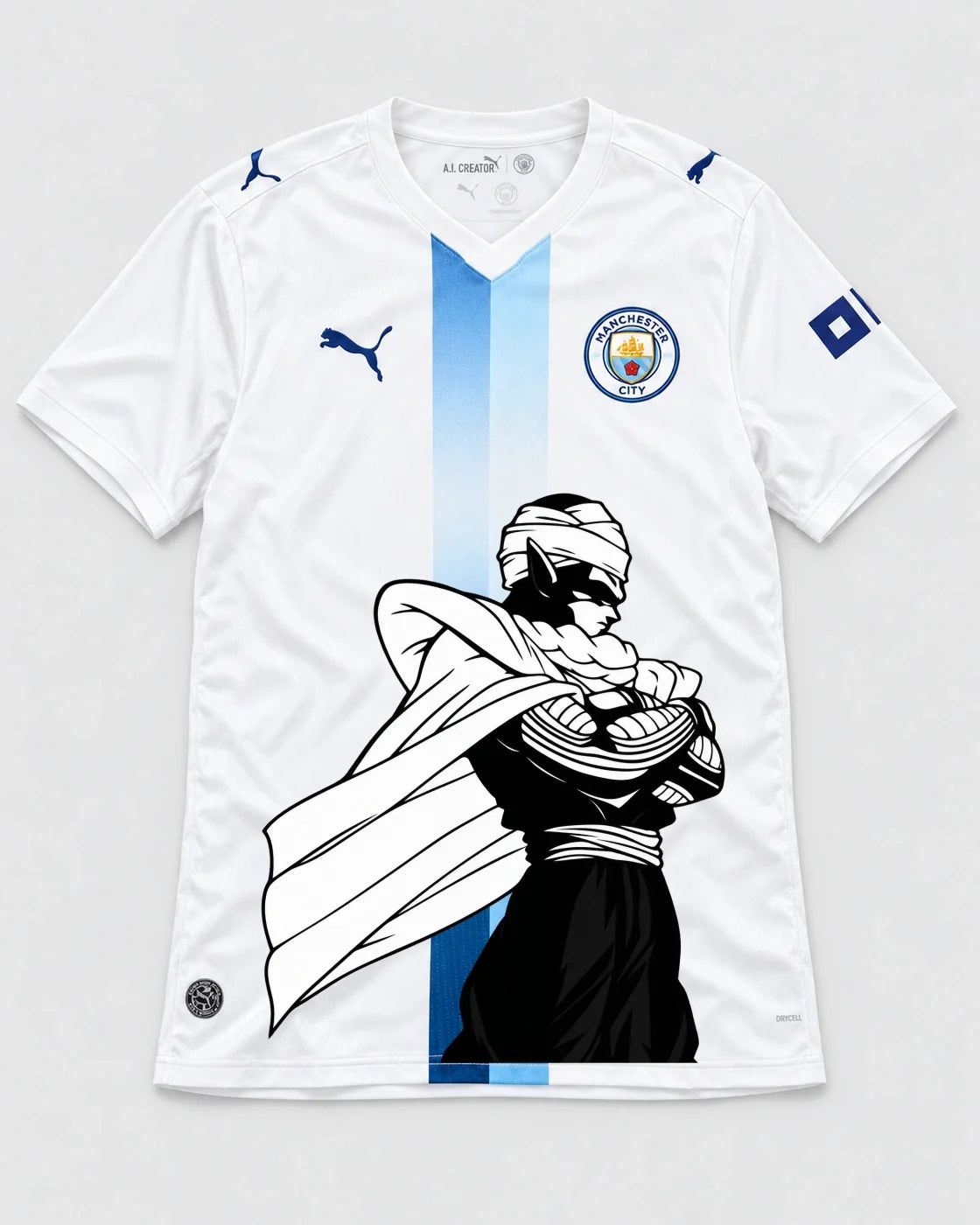 Manchester City White Piccolo Cloak Dragon Ball Jersey — Front