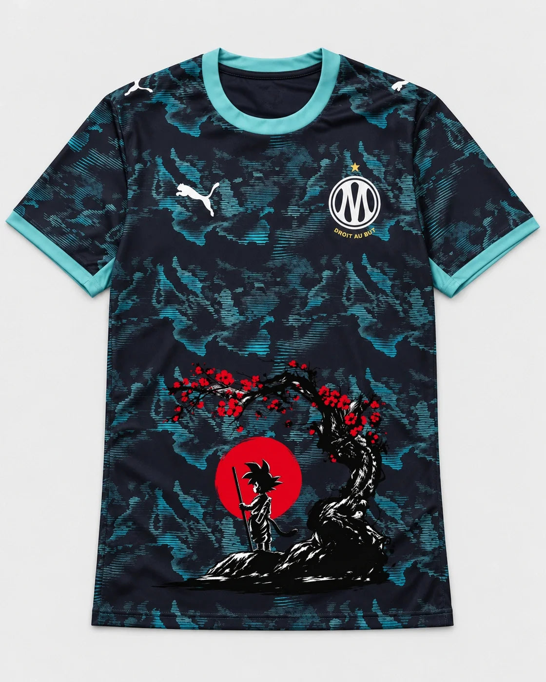 Olympique Marseille Goku Sakura Dragon Ball Jersey — Front