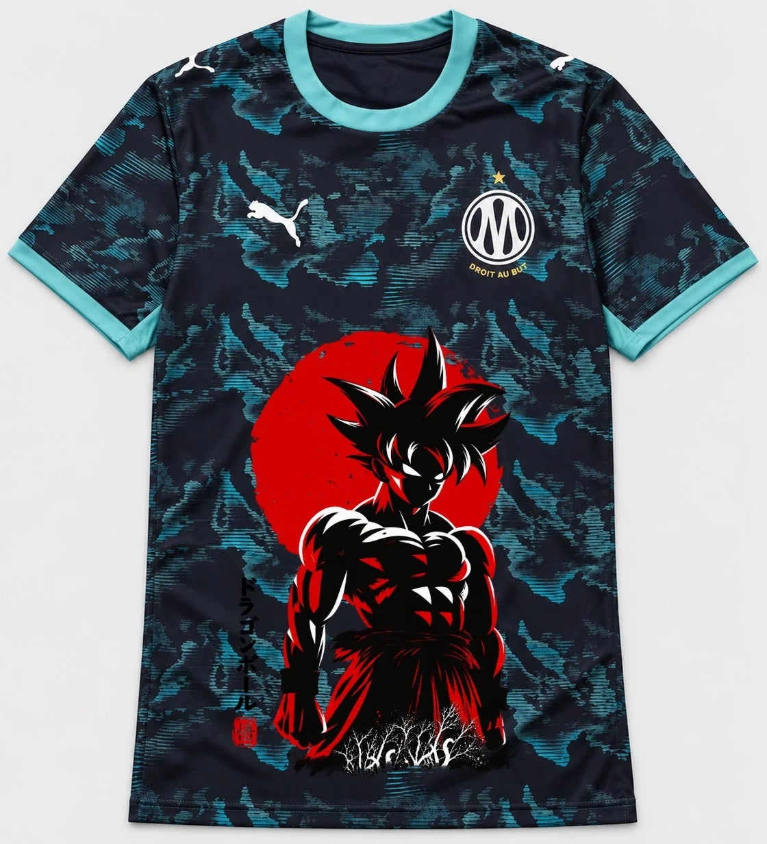Olympique Marseille Goku Rising Sun Dragon Ball Jersey — Front