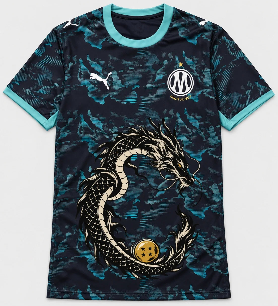 Olympique Marseille Shenron Emblem Dragon Ball Jersey — Front