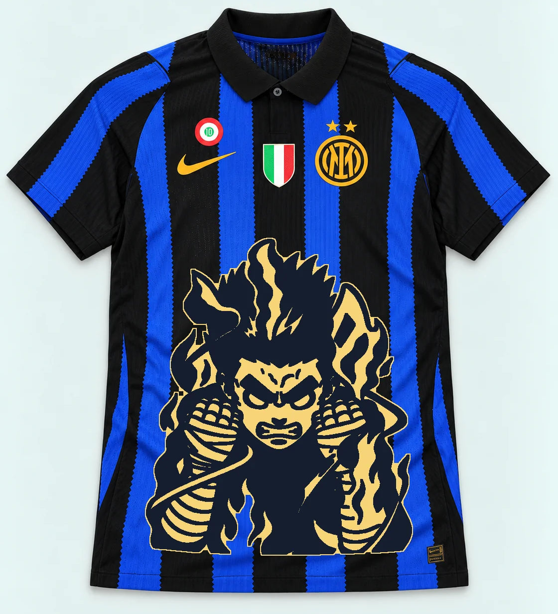 Inter Milan Striped Rock Lee Inner Flame Jersey — Front