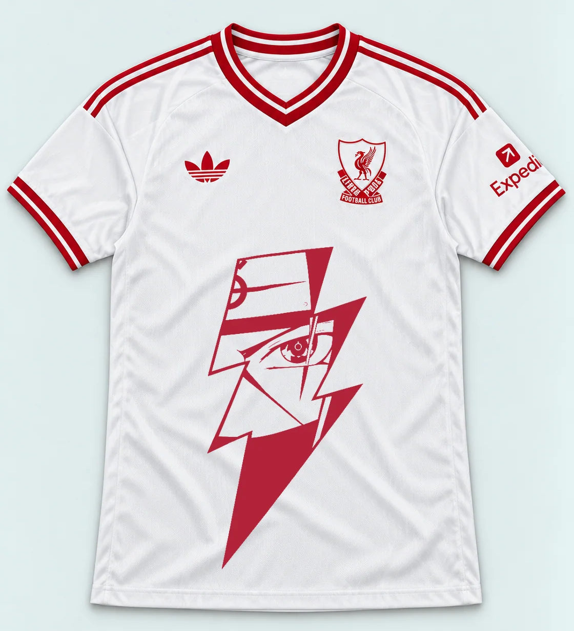 Liverpool White Kakashi Lightning Eye Jersey — Front