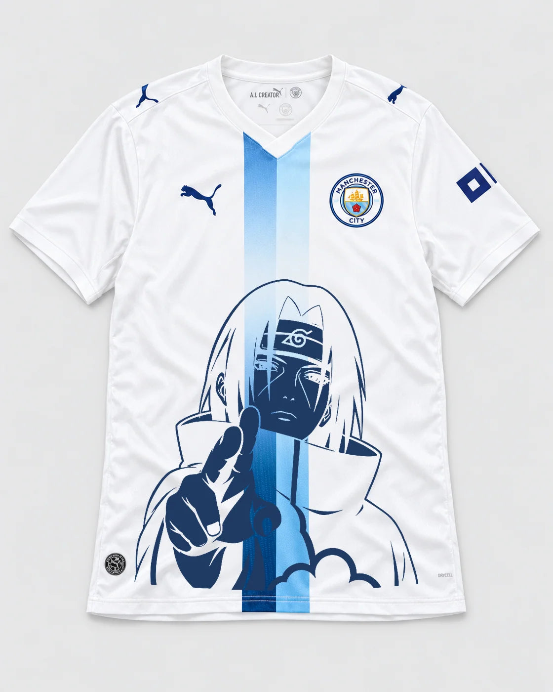 Manchester City White Itachi Silent Promise Jersey — Front