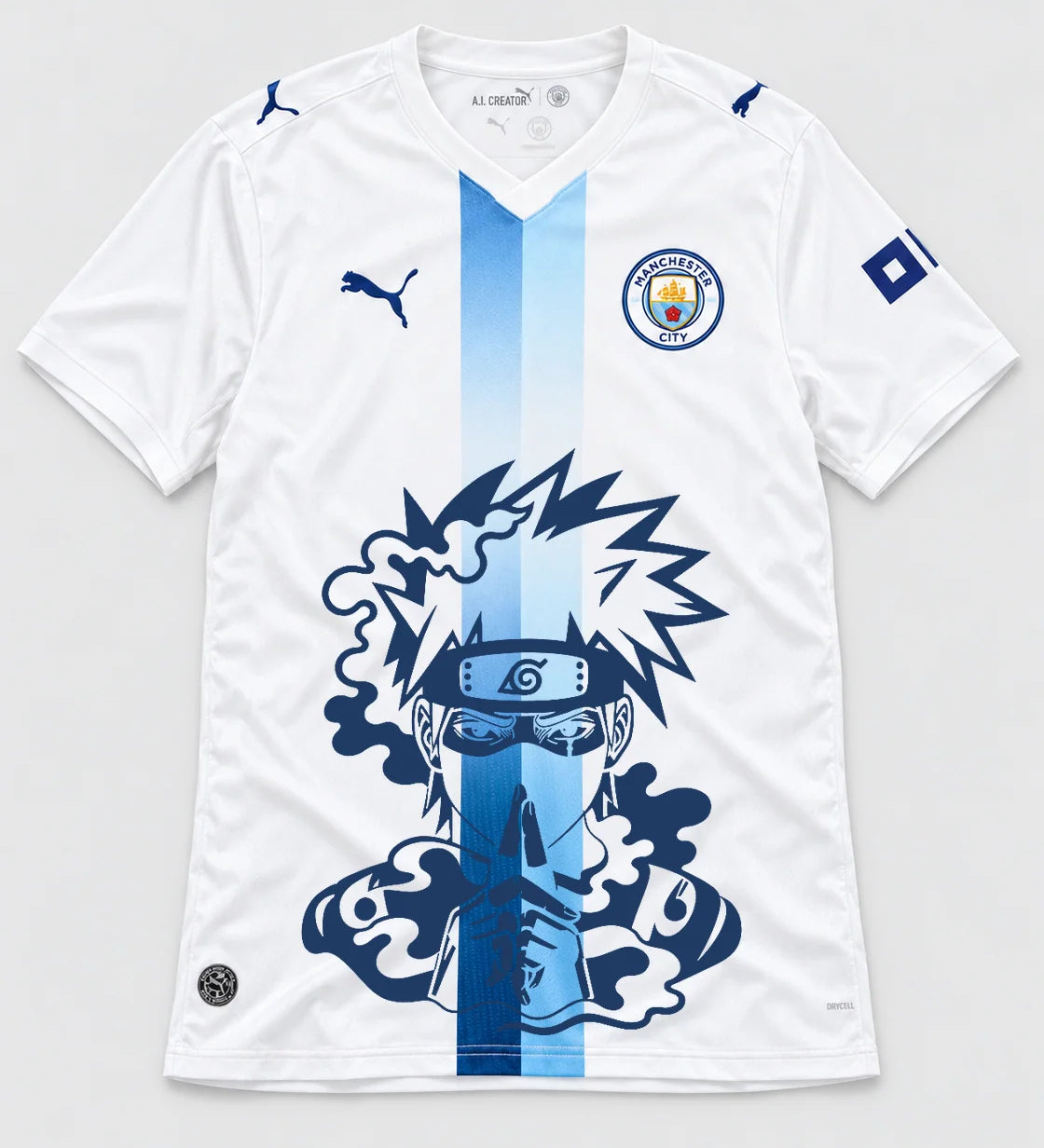 Manchester City White Kakashi Silent Jutsu Jersey — Front