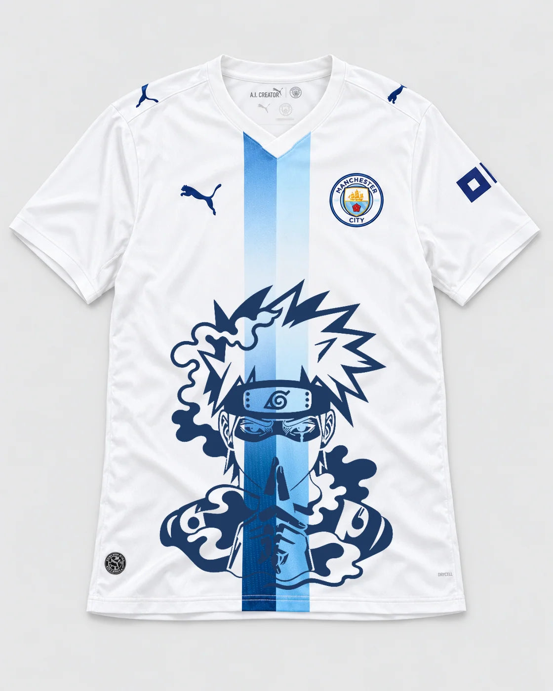 Manchester City White Kakashi Silent Jutsu Jersey — Front