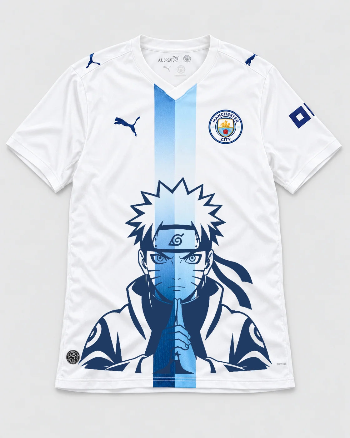 Manchester City White Naruto Sage Resolve Jersey — Front