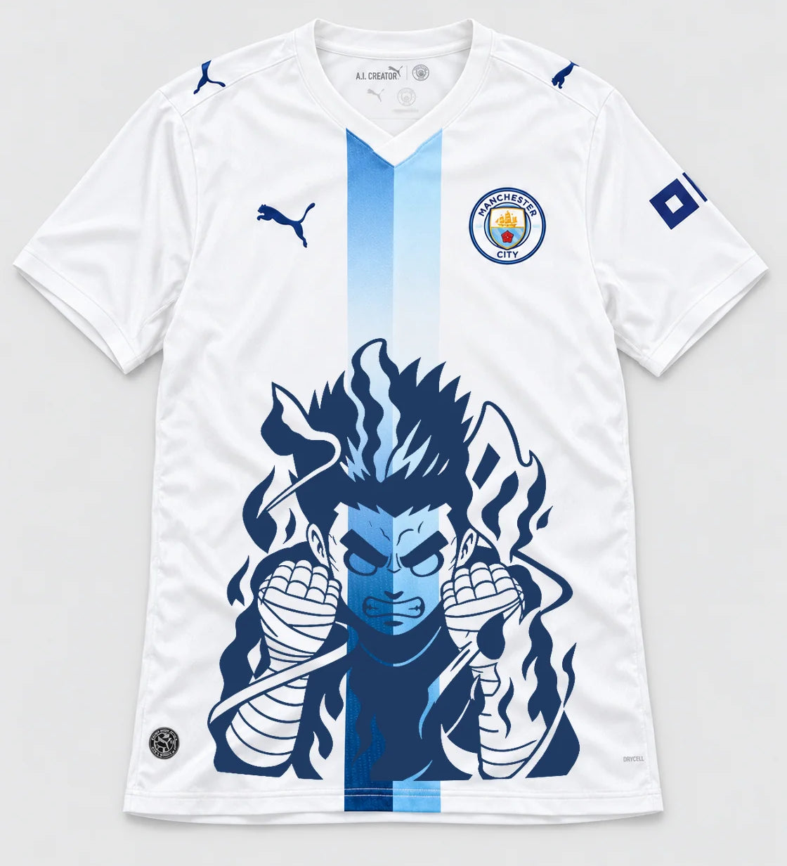 Manchester City White Rock Lee Inner Flame Jersey — Front