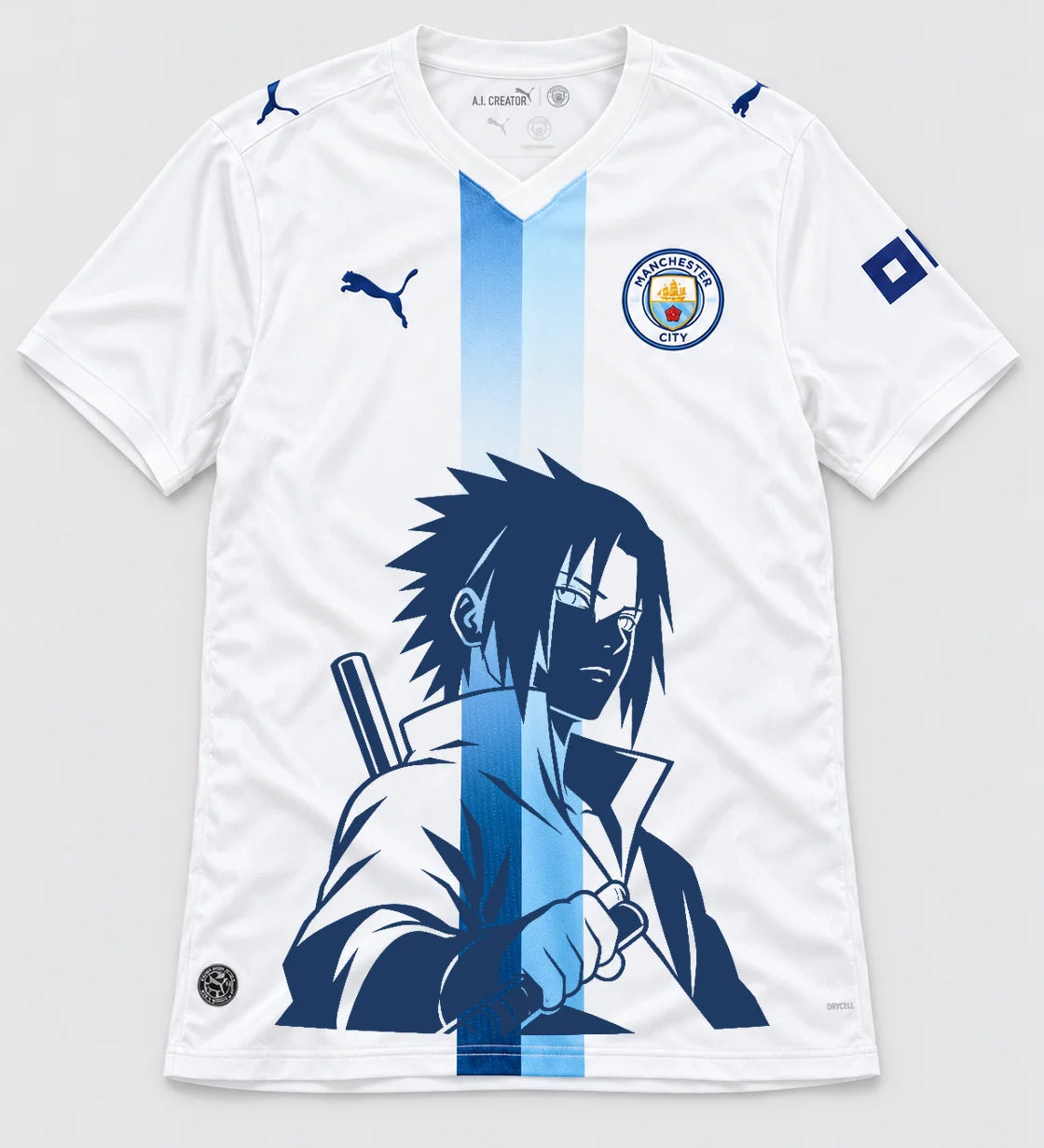 Manchester City White Sasuke Last Uchiha Jersey — Front