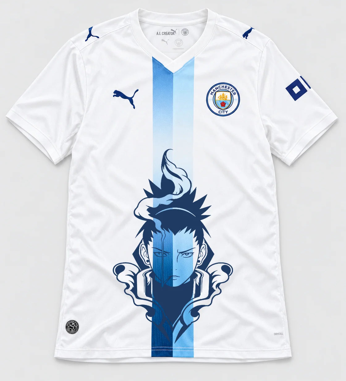 Manchester City White Shikamaru Shadow Mind Jersey — Front