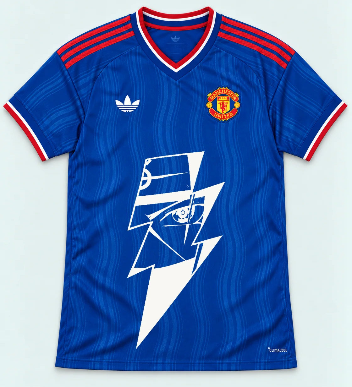 Manchester United Blue Kakashi Lightning Eye Jersey — Front