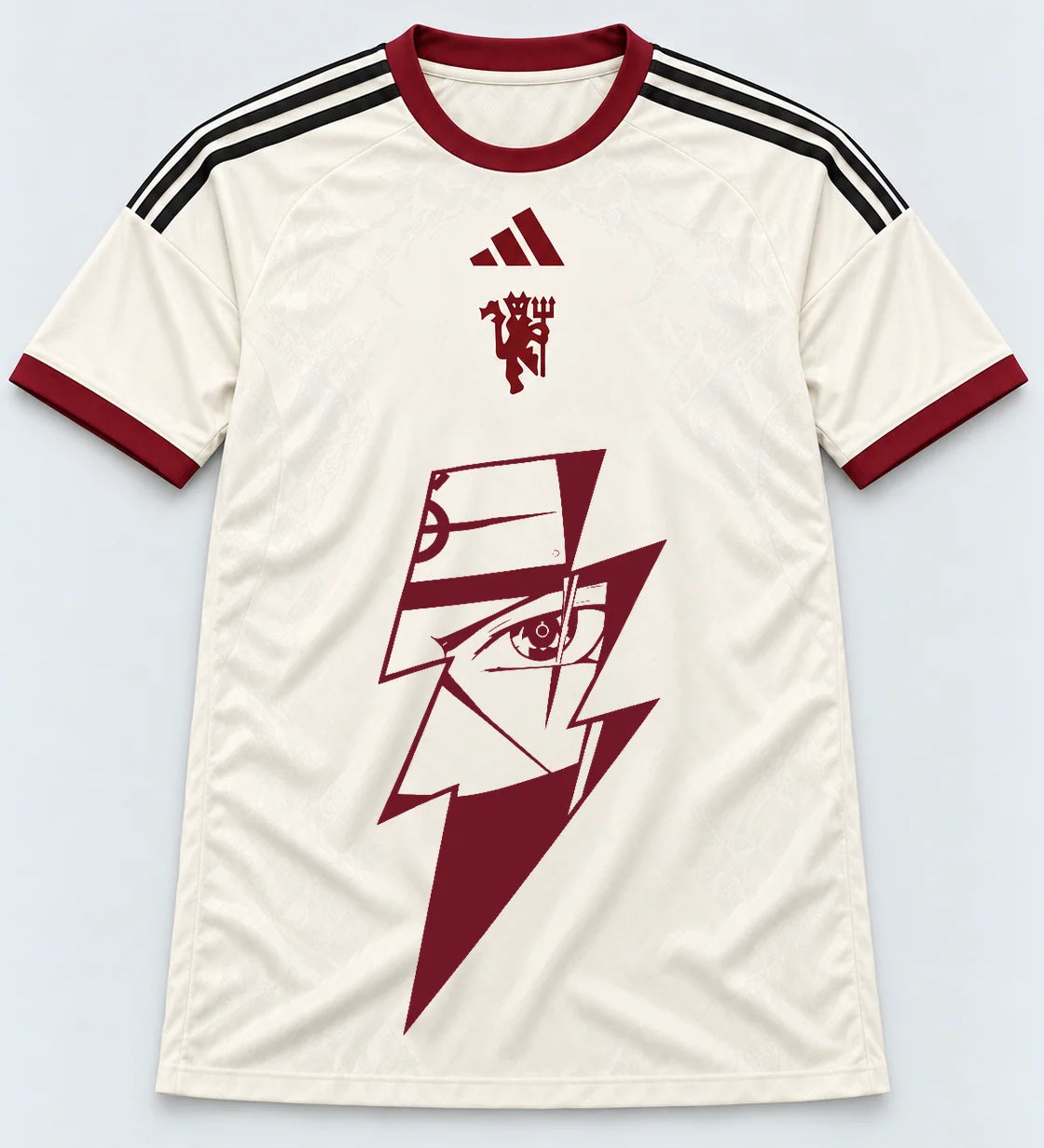 Manchester United Cream Kakashi Lightning Eye Jersey — Front