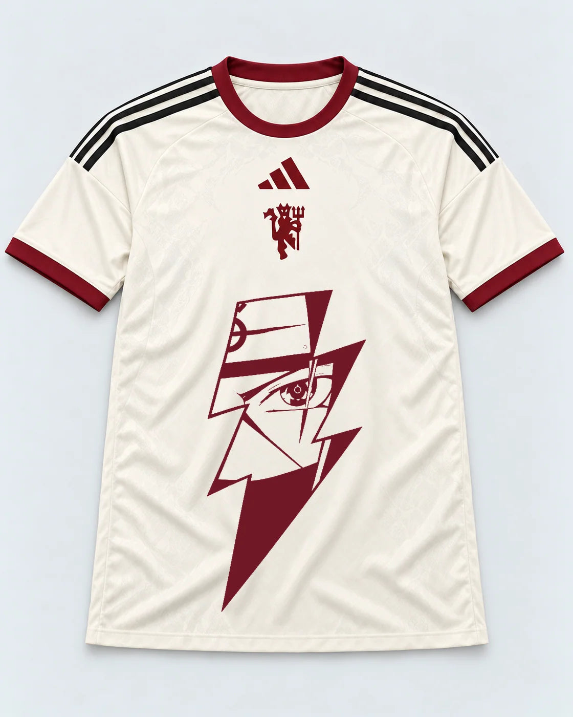 Manchester United Cream Kakashi Lightning Eye Jersey — Front