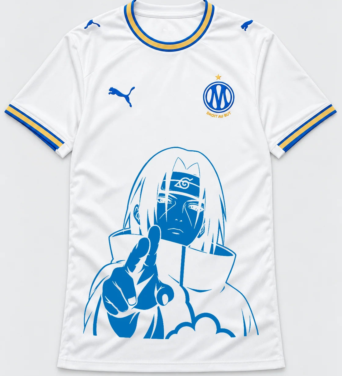 Olympique Marseille White Itachi Silent Promise Jersey — Front