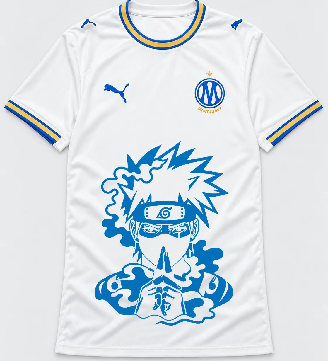 Olympique Marseille White Kakashi Silent Jutsu Jersey — Front