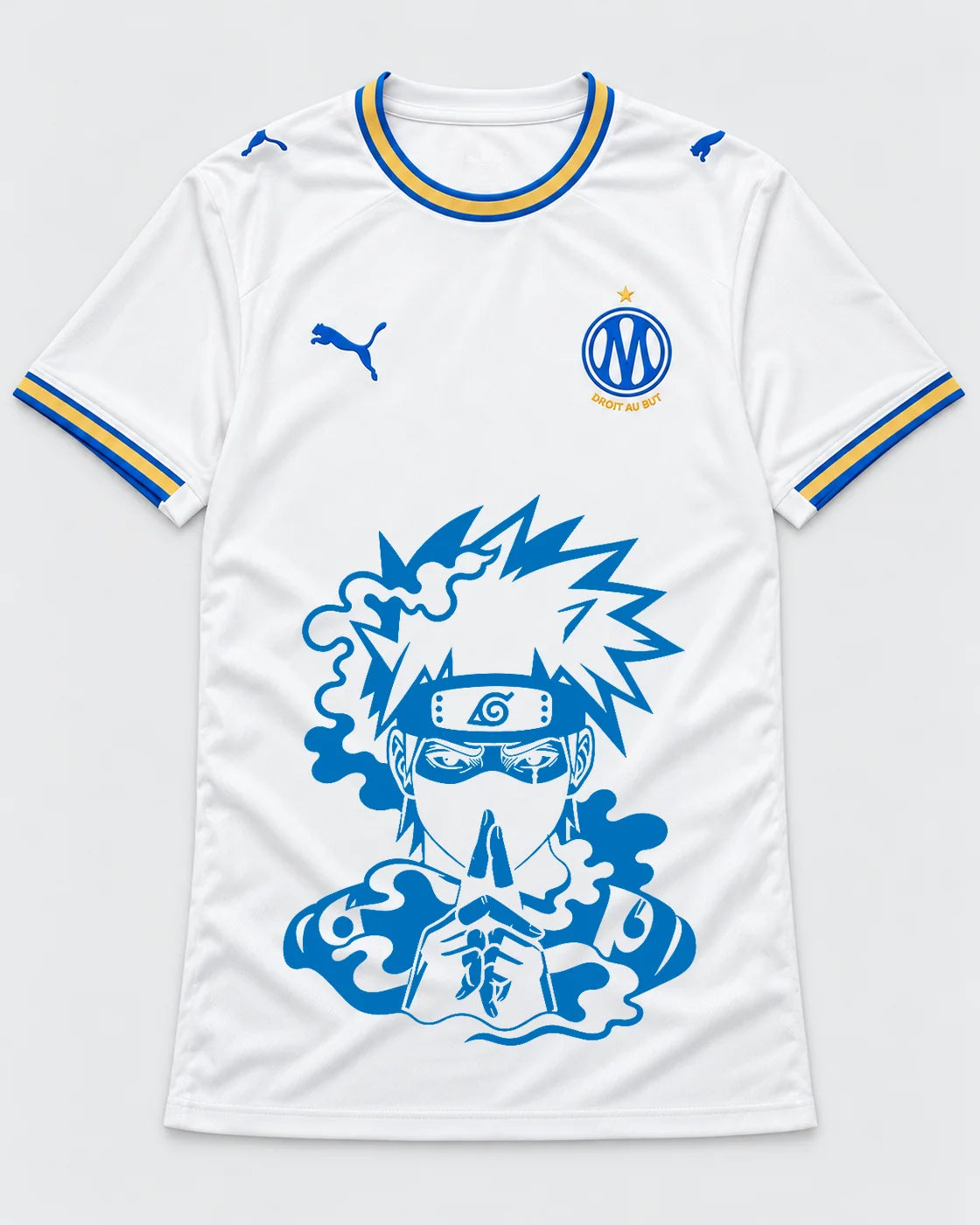 Olympique Marseille White Kakashi Silent Jutsu Jersey — Front