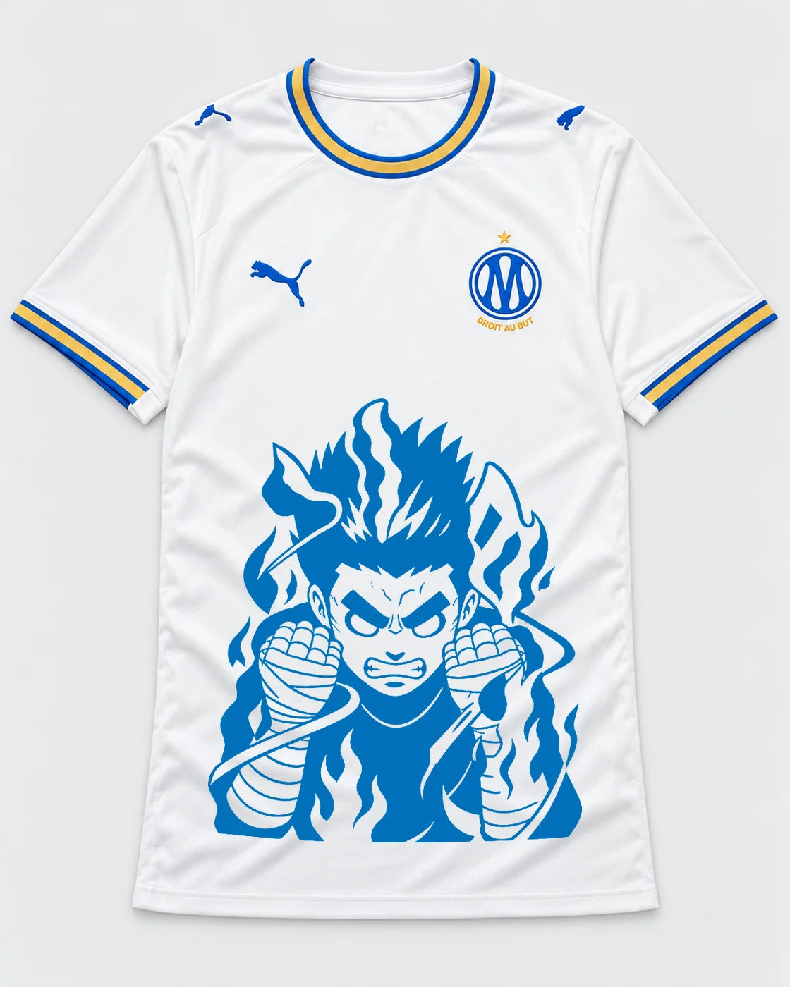 Olympique Marseille White Rock Lee Inner Flame Jersey — Front