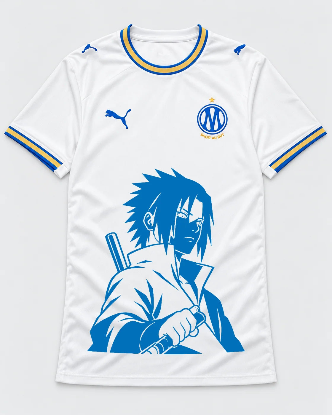 Olympique Marseille White Sasuke Last Uchiha Jersey — Front