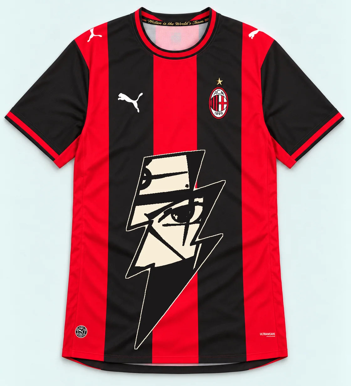 AC Milan Red Kakashi Lightning Eye Jersey — Front